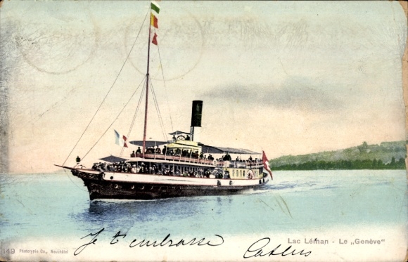 CPA Lac Leman, parowiec Le Genève