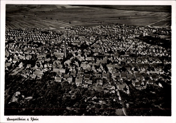 Postcard Lampertheim am Rhein Hessen, aerial photograph