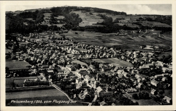 Postcard Peissenberg Peißenberg in Upper Bavaria, aerial photograph