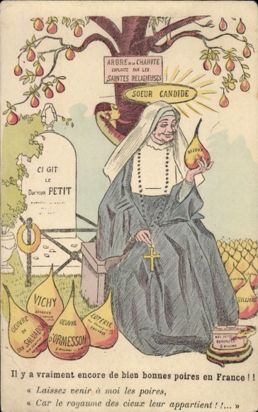 Artist Postcard nun sitting at the pear tree