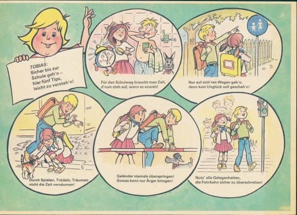 Timetable GDR Presidium of the People's Police Berlin, traffic education, street signs around 1970