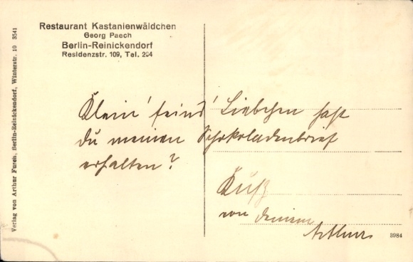 Postcard Berlin Reinickendorf, Restaurant Kastanienwäldchen, dining room