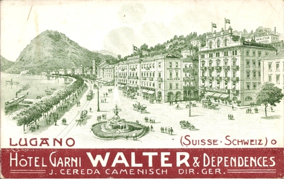 lito Lugano Canton Ticino Switzerland, Hotel Garni Walter, Promenade, Advertising