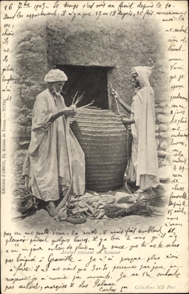 Postcard Maghreb, Arab, basket maker