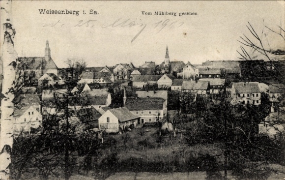 Ak Weißenberg in Sachsen, Gesamtaufnahme, vom Mühlberg gesehen
