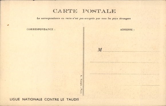 Artist Postcard Poulbot, Franciscque, You're afraid of spiders, Ligue Nationale against the Taudis