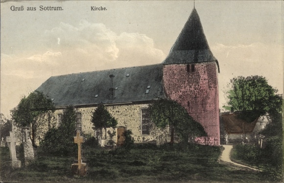 Postcard Sottrum in Lower Saxony, church