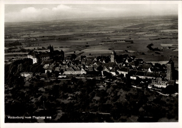 Postcard Waldenburg in Württemberg, aerial photograph