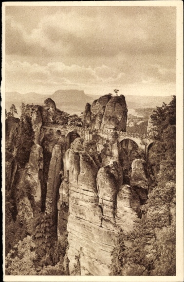 Ak Lohmen Sächsische Schweiz, Basteibrücke, WHW Das schöne Deutschland, Bild 75