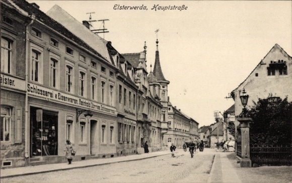 Postcard Elsterwerda in Brandenburg, main street, metalworking shop