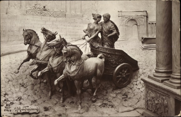 Artist Postcard Mastroianni, Domenico, scene from Quo Vadis, Vinicius and Chrysothemis