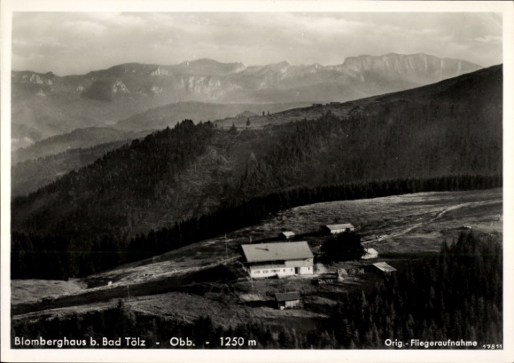 Postcard Bad Tölz in Upper Bavaria, Blomberghaus, mountain landscape, 1250 m, black and white photography