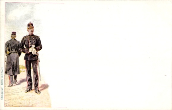 Artist Postcard Geens, Louis, Military School, Belgium