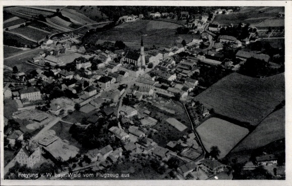 Postcard Freyung in the Bavarian Forest, aerial photograph