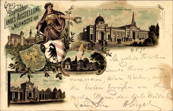 Chromo-Litho Nuremberg, Bavaria. National Exhibition 1896, State. Institutions, Army Museum