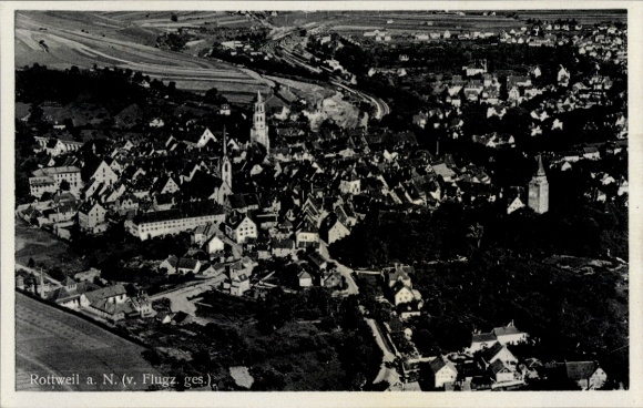 Ak Rottweil am Neckar, Fliegeraufnahme