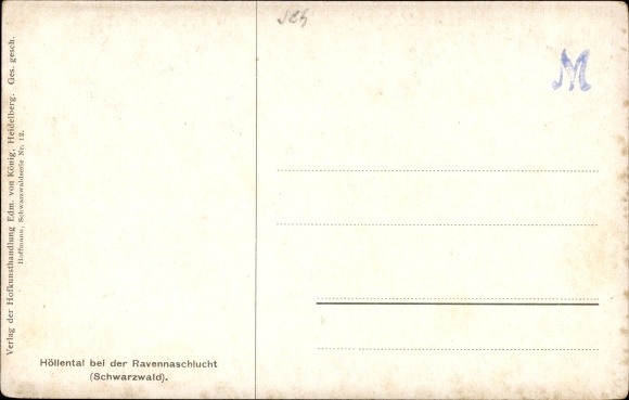 KP artysty Hoffmann, H., Breitnau w Schwarzwaldzie, Höllental w pobliżu wąwozu Ravenna