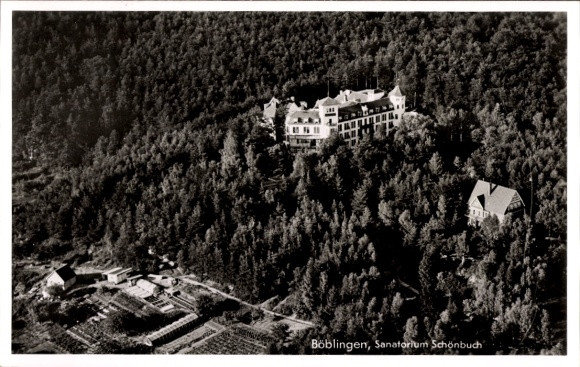 Postcard Böblingen in Württemberg, aerial photograph, Sanatorium Schönbuch