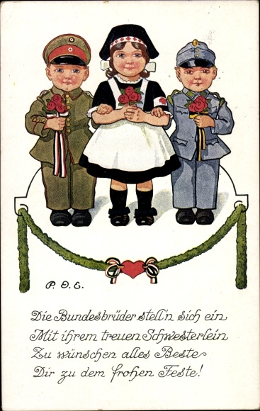 Artist Postcard Engelhard, POE, The federal brothers introduce themselves, soldiers, paramedics