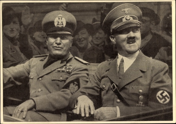 Postcard Führer and Reich Chancellor Adolf Hitler, Benito Mussolini, state meeting, men of the time 126