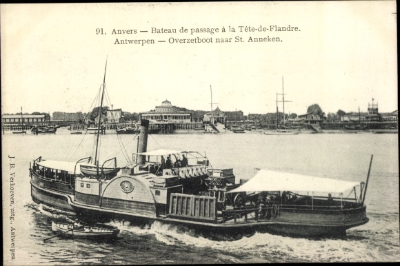 Postcard Antwerpen Anvers Flandern, Passing boat at the Tete-de-Flandre, Steamer