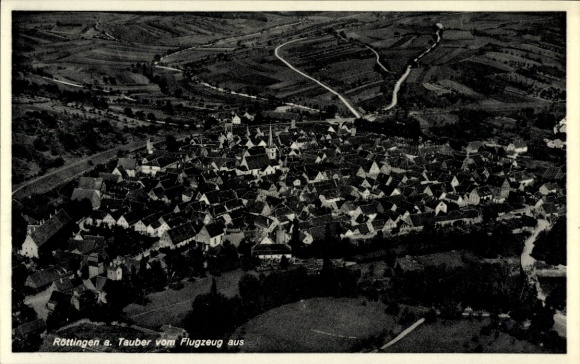 Postcard Röttingen an der Tauber Lower Franconia, aerial photograph