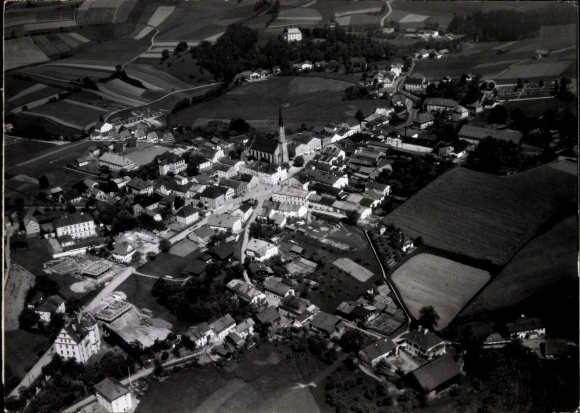 Postcard Freyung in the Bavarian Forest, aerial photograph
