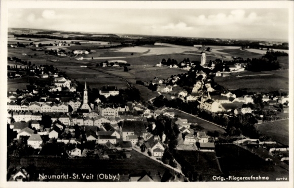 Postcard Neumarkt Sankt Veit an der Rott Upper Bavaria, aerial photograph