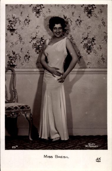 Photo Postcard Miss Brazil, portrait in dress