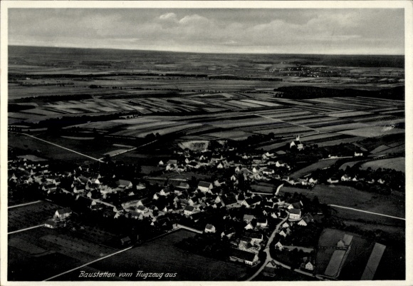 Postcard Baustetten Laupheim in Upper Swabia, aerial photograph