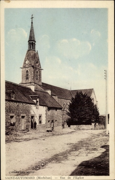 PC Auray Morbihan, church, rural setting, historical, French text