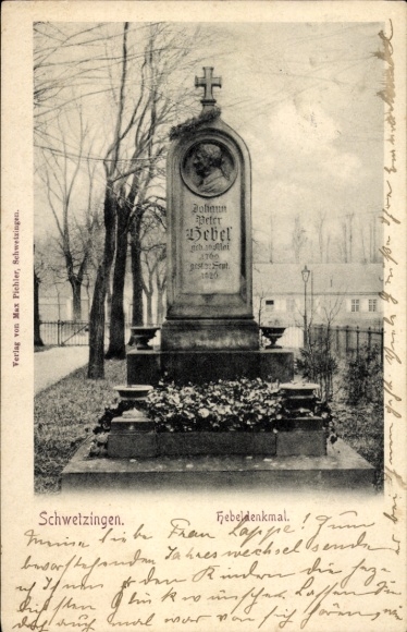 Postcard Schwetzingen in Baden, Hebel Monument