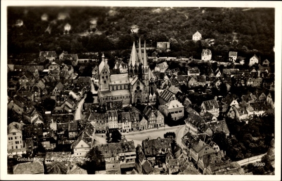 Ansichtkaart Gelnhausen in Hessen, afstandsfoto, luchtfoto