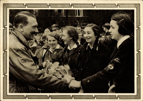 Postal stationery Postcard Führer and Reich Chancellor Adolf Hitler, well-wishers, BDM
