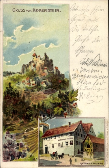 Artist Chromo-Litho Hohenstein Bönnigheim in Württemberg, Inn zur Felsenburg
