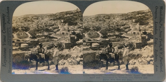 Stereo Photo Nazareth Israel, Cityscape, Donkey