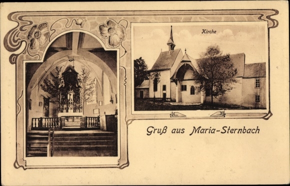 Art Nouveau PC Sternbach Niddatal in Hesse, pilgrimage church Maria Sternbach, interior view