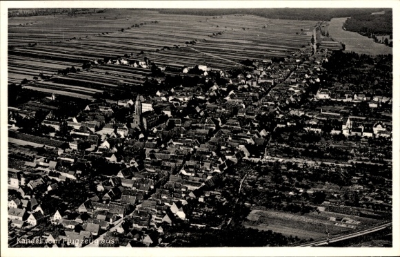 Postcard Kandel in the Palatinate Bienwald, aerial photograph
