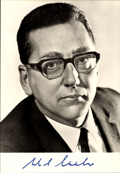 Postcard Dr. Erhard Eppler, Federal Minister for Economic Cooperation