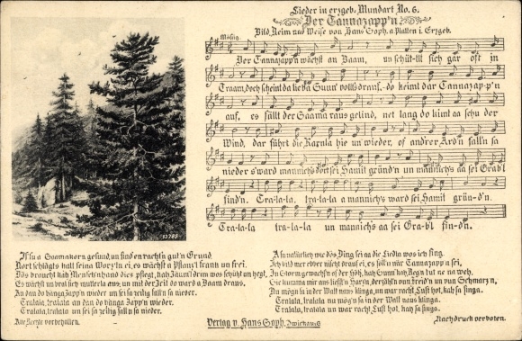 Song Postcard Der Tannazapp&#39;n, Erzgebirge dialect