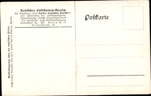 Artist Postcard Schulze, Hans Rudolf, Seaplanes over the English Fleet, World War I
