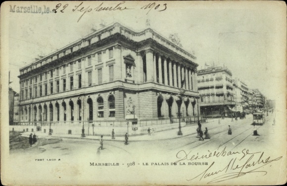 Ak Marseille Bouches du Rhône,  Palais de la Bourse, 22. September 1903, Fotografie