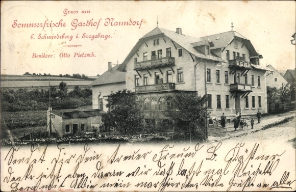 Postcard Schmiedeberg in the Ore Mountains, Gasthof Naundorf