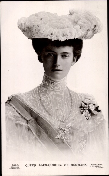 Postkaart Koningin Alexandrine van Denemarken, portret