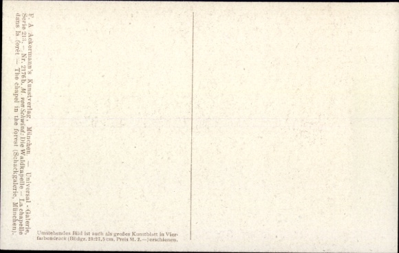 Artist Postcard Schwind, Moritz von, The Forest Chapel, Ackermanns Kunstverlag 2176 b