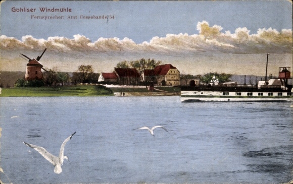 PC Dresden West Gohlis, Gohliser windmill, steamer on the Elbe