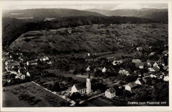 Postcard Dogern am Rhein, aerial photograph