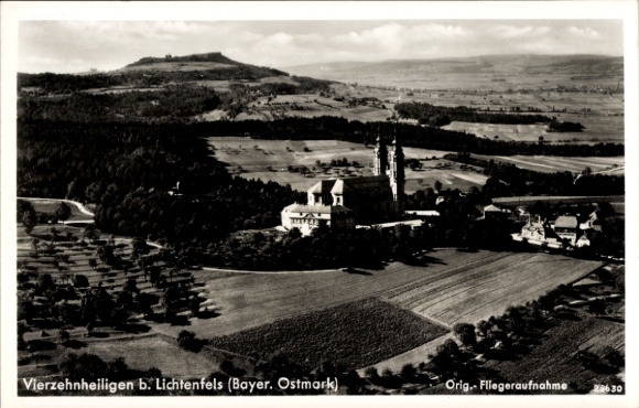 Postcard Vierzehnheiligen Bad Staffelstein am Main Upper Franconia, aerial photograph