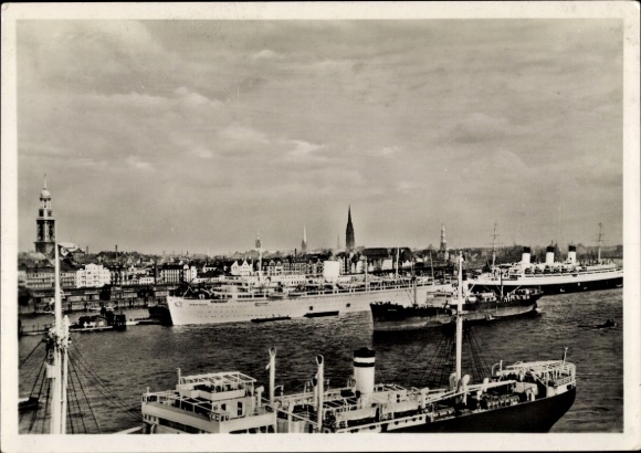 Ak Hamburger Hafen, Dampfschiff Cap Arcona, HSDG, KDF Dampfer Wilhelm Gustloff