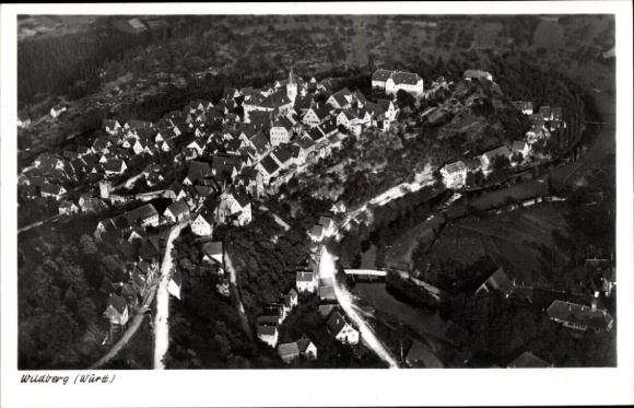 Ak Wildberg im Schwarzwald Württemberg, Fliegeraufnahme